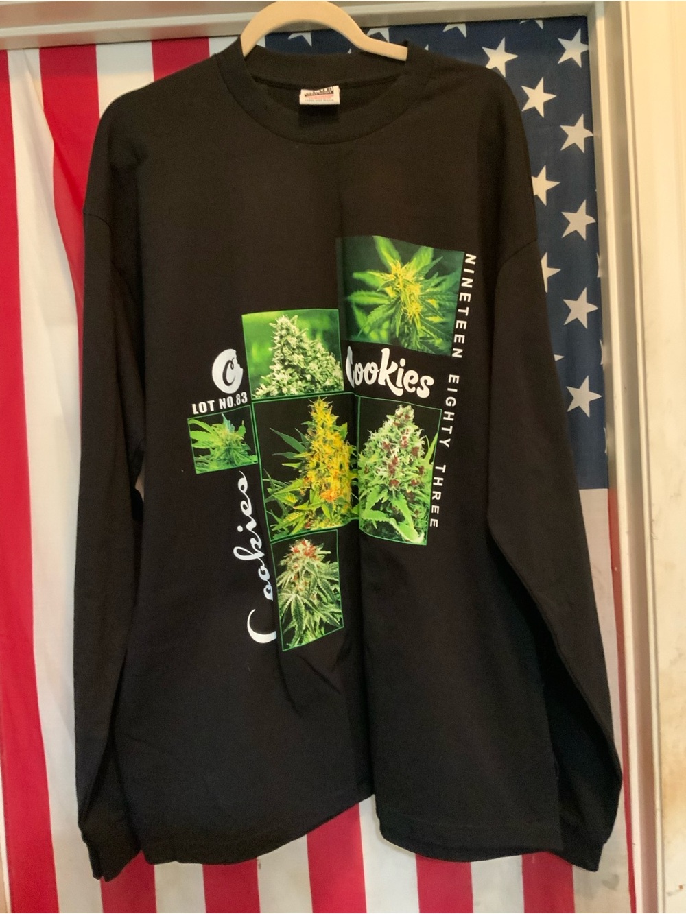 Cookies Black Long Sleeve Graphic Tee - Green Botanical Print